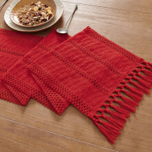 Boho macramé tafelloper ivoor 12x90 inch