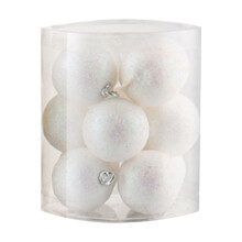 White Glitter Christmas Baubles 12 Pack