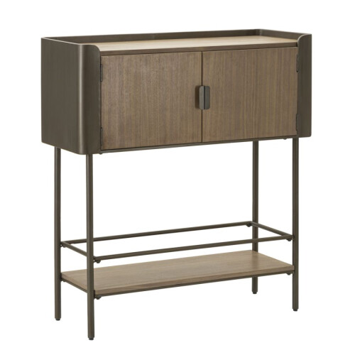 Mobiletto in metallo e legno marrone cm 100x42x110
