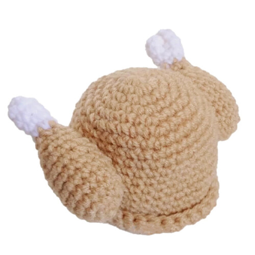 Roasted Turkey Hat Knit Costume Hat for Thanksgiving