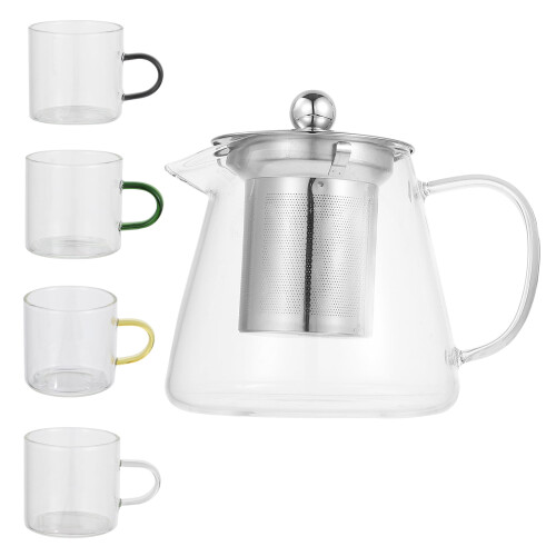Glas tekande med rustfrit stål infuser