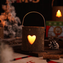 Rustic Gray Wooden Candlestick Holder with Candle Cup