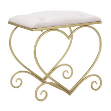 Sgabello a forma di cuore in tessuto rosa cm 50x37,5x51,5