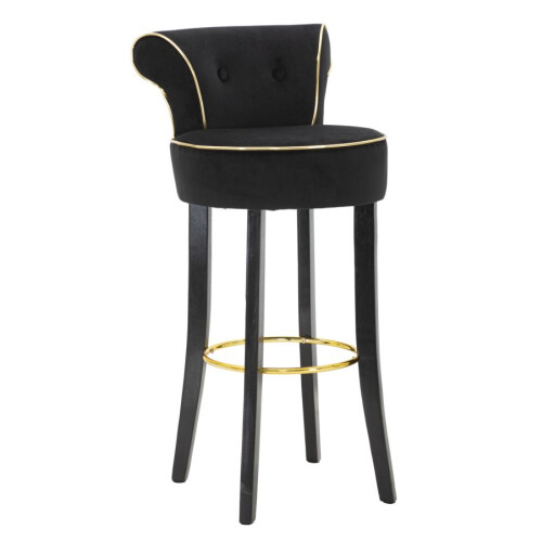 Sgabello in tessuto nero con schienale cm 46x48x96