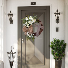 Spring Garland Wreath 40cm Brown Door Hanging