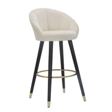 Sgabello rotondo in tessuto beige con schienale cm 55x56x104