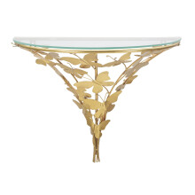 Comodino sospeso in metallo dorato con farfalle cm 44,5x24,5x34,5