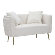 Divanetto in tessuto beige con gambe dorate cm 127x74x71