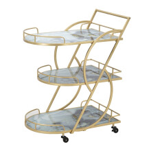 Carrello in metallo dorato con 3 ripiani in vetro cm 71x45,5x84,5