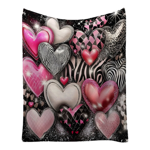 Valentine's Day Flannel Blanket – Red Heart Design,