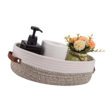 Panier ovale spacieux en corde de coton tissé à la main avec-3
