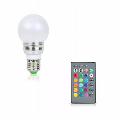 Lampadina LED RGB E27 da 3W con 16 colori e telecomando