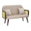 Divano in tessuto beige con braccioli in legno cm 131x80x93 1