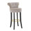 Sgabello bar in legno e tessuto grigio cm 46x48x96 1