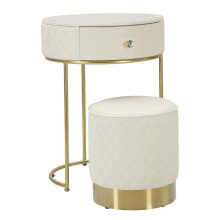 Comodino/Toeletta con cassetto e pouf cm Ø 52x70 - Ø 36x39
