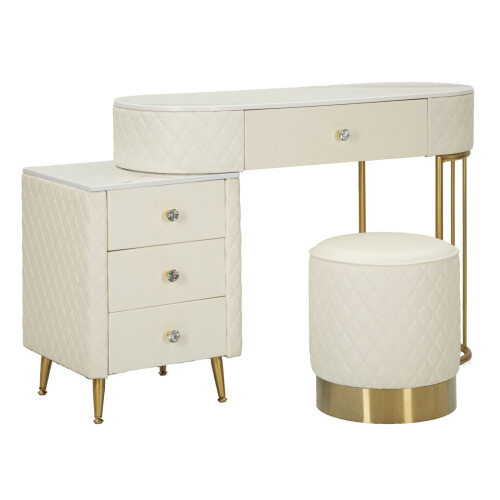 Toeletta in similpelle con pouf cm 120x40x75