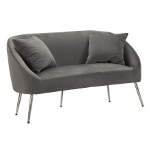 Divanetto 2 posti in metallo e velluto con cuscini cm 137x69x79