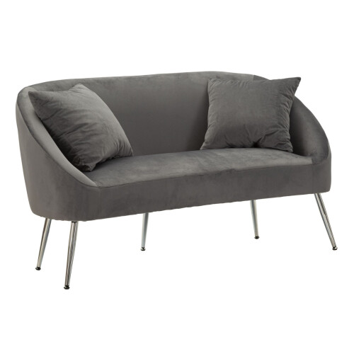 Divanetto 2 posti in metallo e velluto con cuscini cm 137x69x79