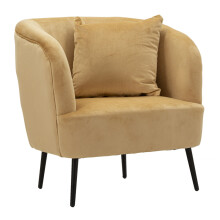 Poltrona in metallo nero e velluto con cuscino cm 73x66x78