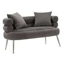 Divanetto 2 posti in metallo e velluto con cuscini cm 133x68x69