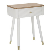 Comodino in legno bianco e marrone con cassetto cm 45x32x62