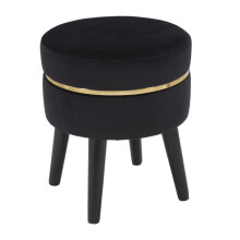 Sgabello in legno e velluto nero Ø cm 35x41