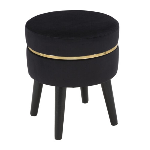 Sgabello in legno e velluto nero Ø cm 35x41