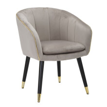 Poltrona in tessuto grigia con finiture dorate cm 62x58x78