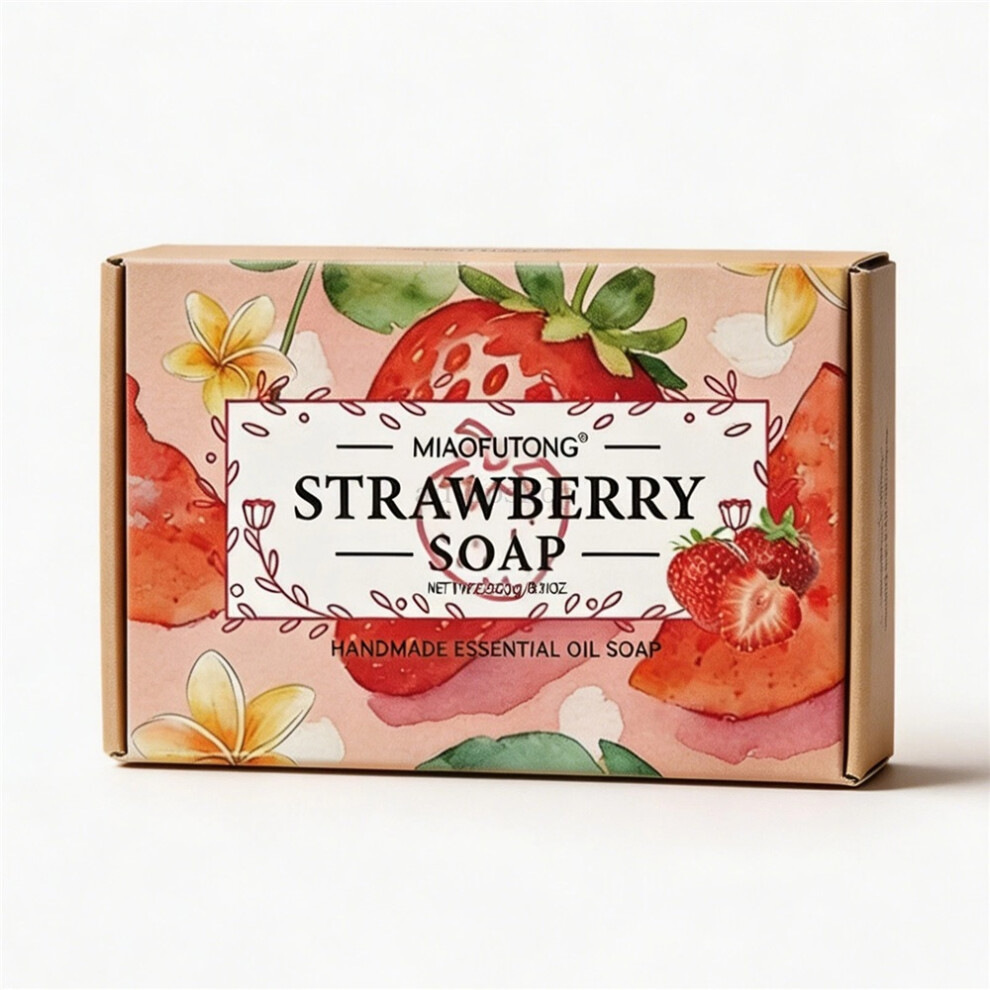 (Strawberry) MIAOFUTONG 250g Fruit Essential Oil Soap Gentle Clean & Long Fragrance