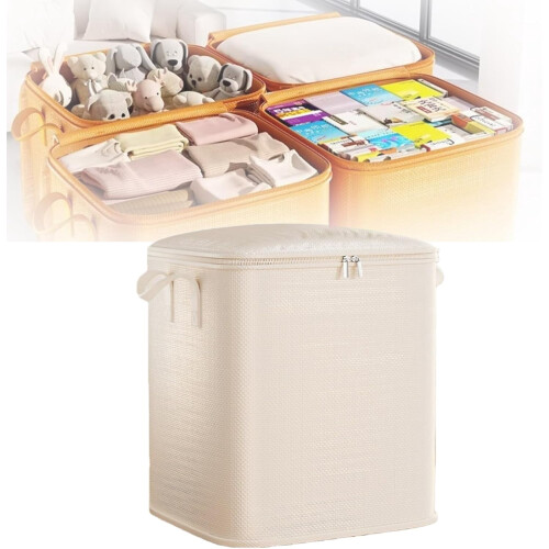 260L Square Storage Bin with Zip Lid & Reinforced Handles