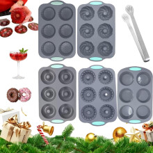 Christmas Wreath Ice Mold Set - 6-Cavity Silicone Tray (5