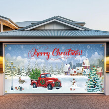 Weihnachts-Garagentorbanner, 2,1 x 4,9 m – Festliches Blau