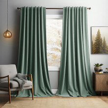 Velvet Thermal Curtains Blue 52x63 in Grommet