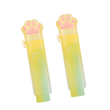 2Pcs Kitten Eraser Sliding Action Retractable Rubber-Yellow
