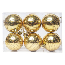 Gold Christmas Baubles 6cm – Set of 6 Shatterproof Tree