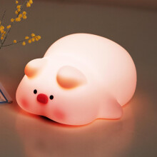 Lámpara de noche con forma de cerdito - Control táctil, 3 niveles de brillo, silicona