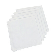 Mouchoir en coton blanc, garniture festonnée, serviette carrée-5