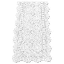 Bordlöpare i bomull, vit, rektangulär, 90x40 cm