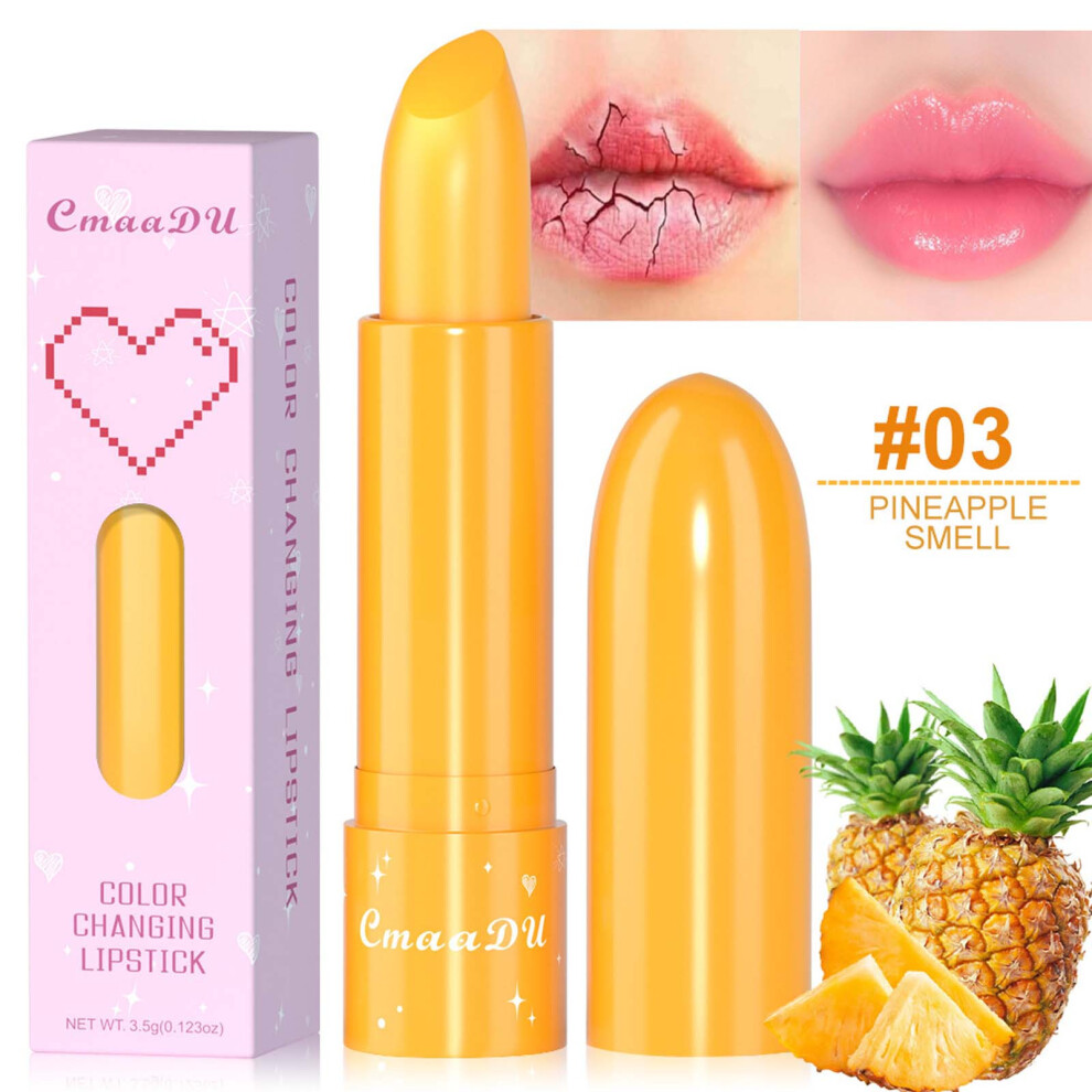 (C) 6-color Fruit Flavored Color Changing Moisturizing Lipstick, Moisturizing Lips