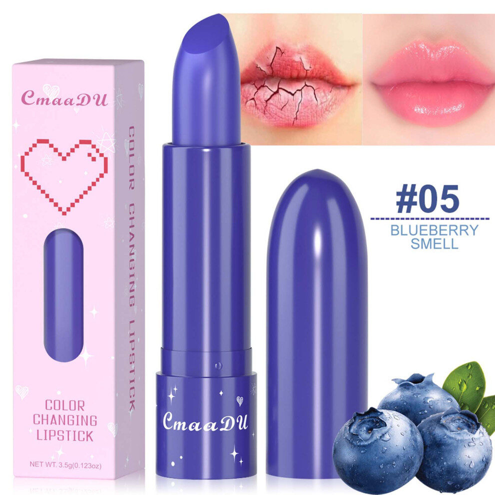 (E) 6-color Fruit Flavored Color Changing Moisturizing Lipstick, Moisturizing Lips