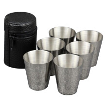 Set van 6 roestvrijstalen borrelglaasjes van 57 ml