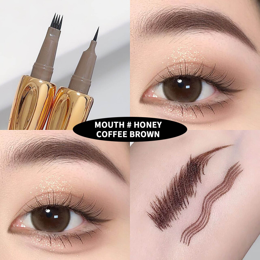 (A) Wilds Eyebrow Four Forked Water Eyebrow Pen Four Forked Liquid Eyebrow Pen Waterproofs Sweat Resistants Long-lasting Non Fading And Non Smudging