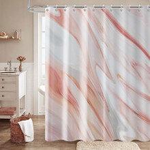 Tenda da doccia in poliestere effetto marmo rosa, 72x72 pollici