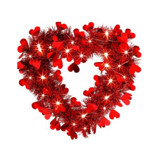 Heart-Shaped Valentine's Door Wreath with LED Lights