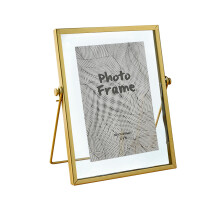 Ramă foto vintage din sticlă plutitoare, pătrată metalică, 5x5 inch