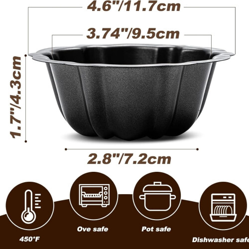 Mini räfflad kakform 10 cm non-stick kolstål 2-pack 1