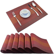 Placemat Washable Non-Slip Vinyl Set of 6 Scarlet Red