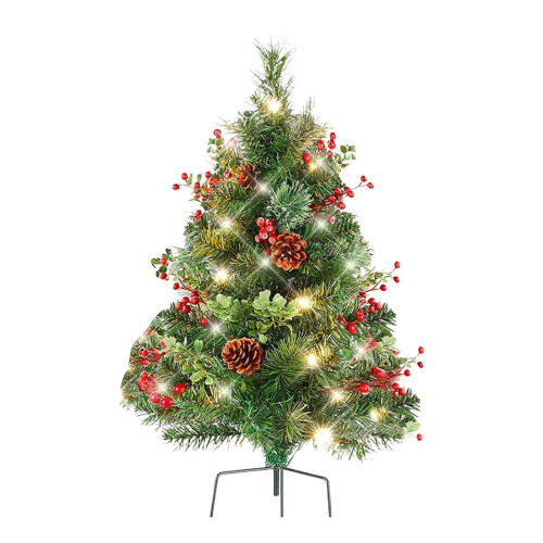 Verlichte kerstboomplantervulling, 30 cm
