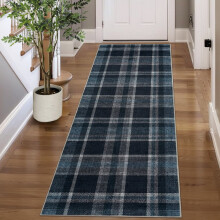 Μοντέρνο χαλί για τρέξιμο Tartan 2' x 6', αντιολισθητικό, πλενόμενο