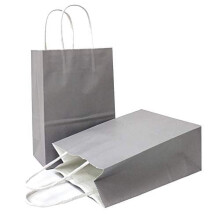 Bolsas de regalo de papel kraft gris medio con asas (25 unidades)